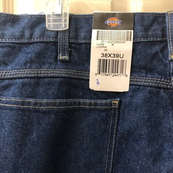 Dickies Men's Denim Blue Jeans Carpenter Utility Occupational Wear W38 Altered - Picture 7 of 13